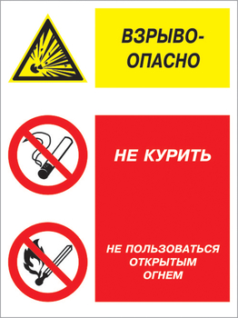Кз 11 взрывоопасно - не курить и не пользоваться открытым огнем. (пленка, 400х600 мм) - Знаки безопасности - Комбинированные знаки безопасности - ohrana.inoy.org