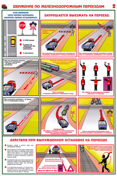 ПС49 Движение по железнодорожным переездам (пластик, А2, 2 листа) - Плакаты - Автотранспорт - ohrana.inoy.org